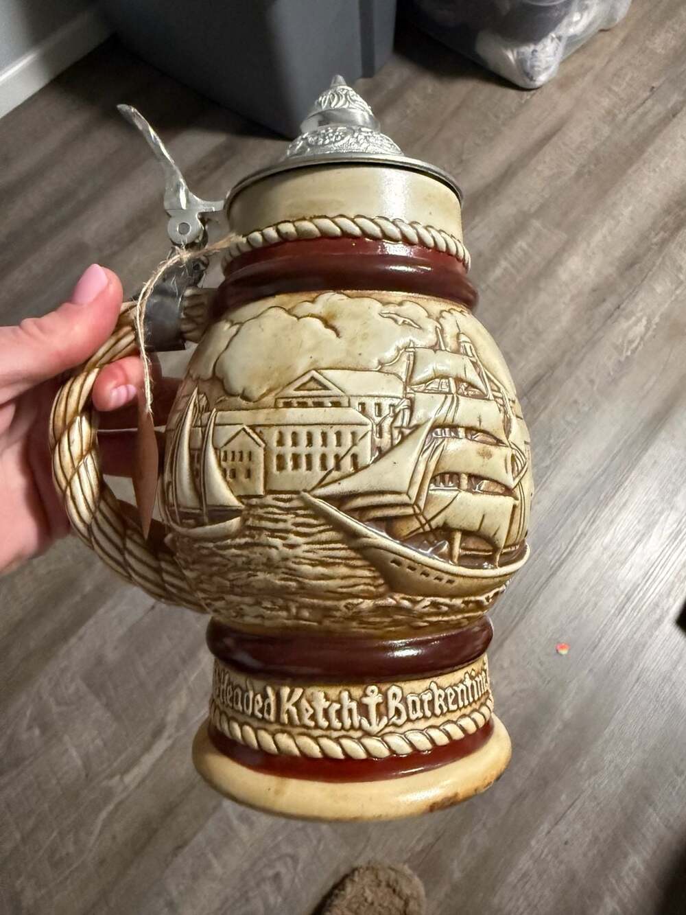 Vintage 1977 Avon Tall Ships Ceramic Lidded Beer Stein